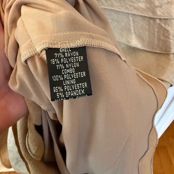 Adrianna Papell Tiered Champagne Sheath Dress size 14 - Picture 3 of 6